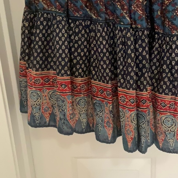 Lauren by Ralph Lauren 5 Tiered A-Line Western Skirt Indigo Print Vintage sz PM - Picture 4 of 5